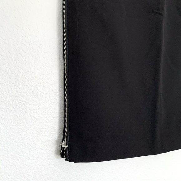 Zara Black Side Zip Leather Trim Pencil Skirt - Picture 6 of 10